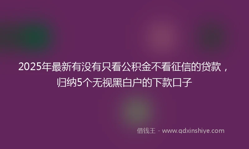 2025年最新有没有只看公积金不看征信的贷款，归纳5个无视黑白户的下款口子