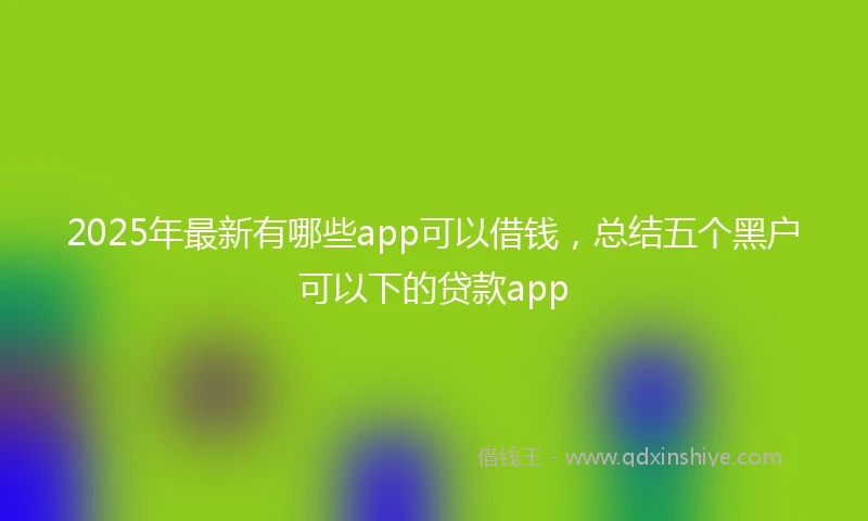 2025年最新有哪些app可以借钱，总结五个黑户可以下的贷款app