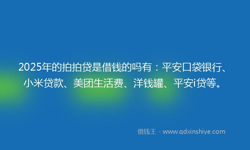 2025年的拍拍贷是借钱的吗有：平安口袋银行、小米贷款、美团生活费、洋钱罐、平安i贷等。