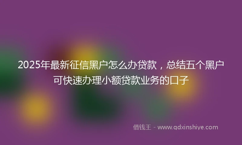 2025年最新征信黑户怎么办贷款，总结五个黑户可快速办理小额贷款业务的口子
