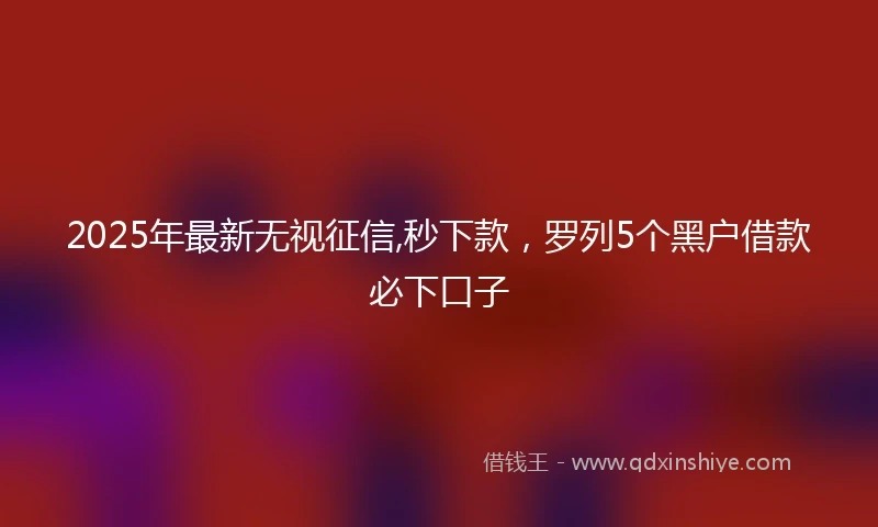 2025年最新无视征信,秒下款，罗列5个黑户借款必下口子