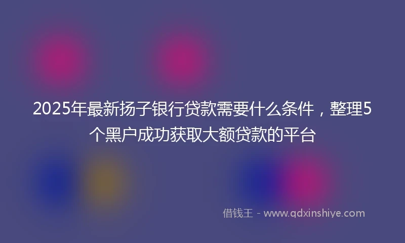 2025年最新扬子银行贷款需要什么条件，整理5个黑户成功获取大额贷款的平台