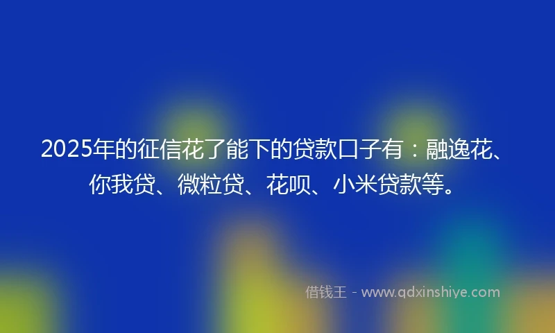 2025年的征信花了能下的贷款口子有：融逸花、你我贷、微粒贷、花呗、小米贷款等。