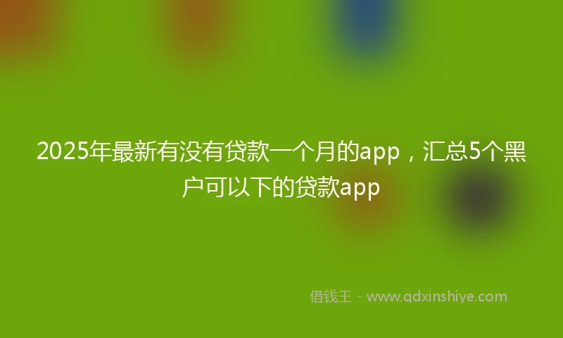 2025年最新有没有贷款一个月的app，汇总5个黑户可以下的贷款app