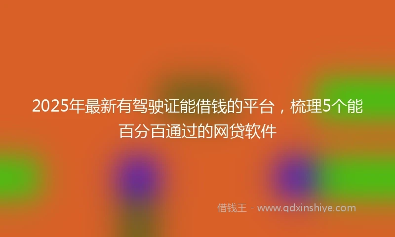 2025年最新有驾驶证能借钱的平台，梳理5个能百分百通过的网贷软件
