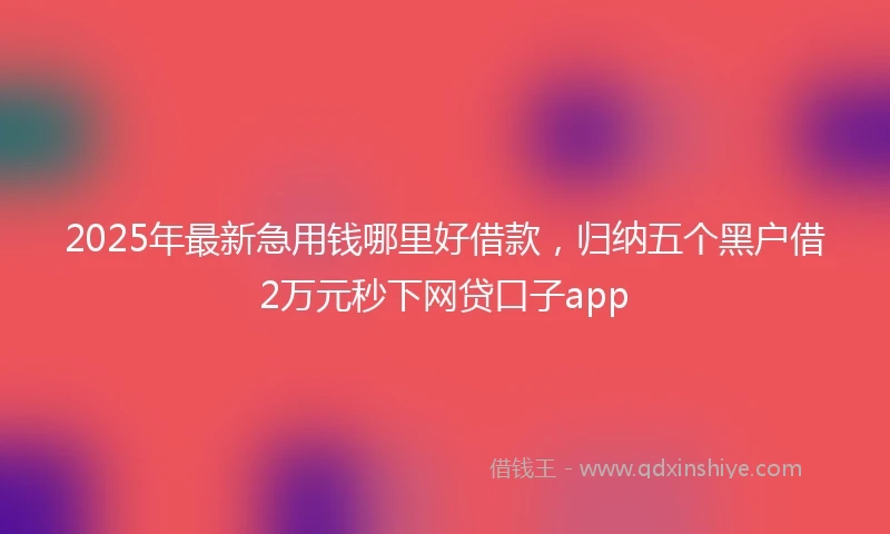2025年最新急用钱哪里好借款，归纳五个黑户借2万元秒下网贷口子app