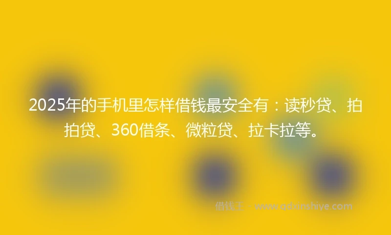 2025年的手机里怎样借钱最安全有：读秒贷、拍拍贷、360借条、微粒贷、拉卡拉等。