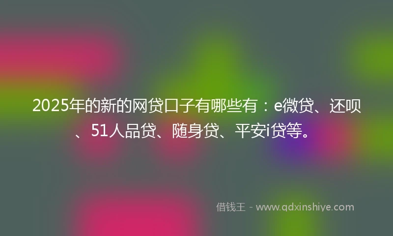 2025年的新的网贷口子有哪些有：e微贷、还呗、51人品贷、随身贷、平安i贷等。