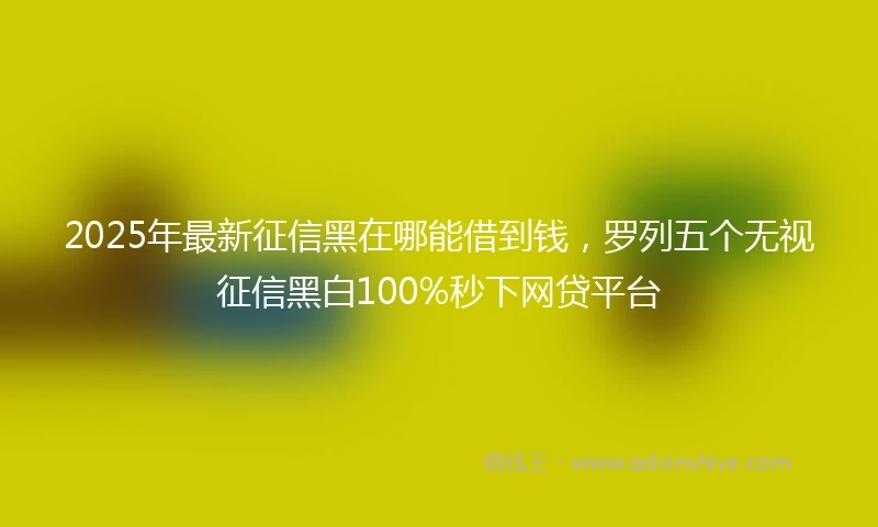 2025年最新征信黑在哪能借到钱，罗列五个无视征信黑白100%秒下网贷平台