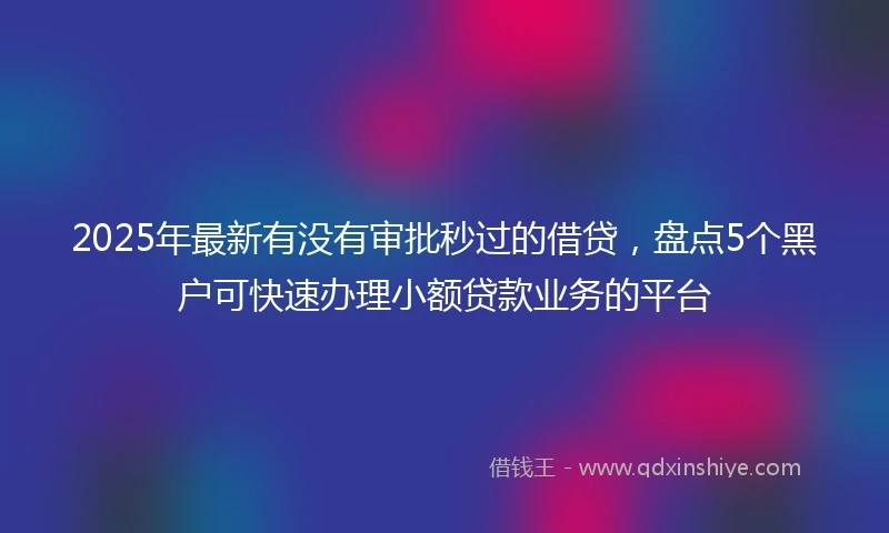 2025年最新有没有审批秒过的借贷，盘点5个黑户可快速办理小额贷款业务的平台
