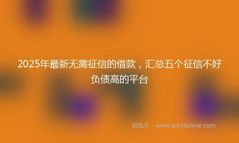 2025年最新无需征信的借款，汇总五个征信不好负债高的平台
