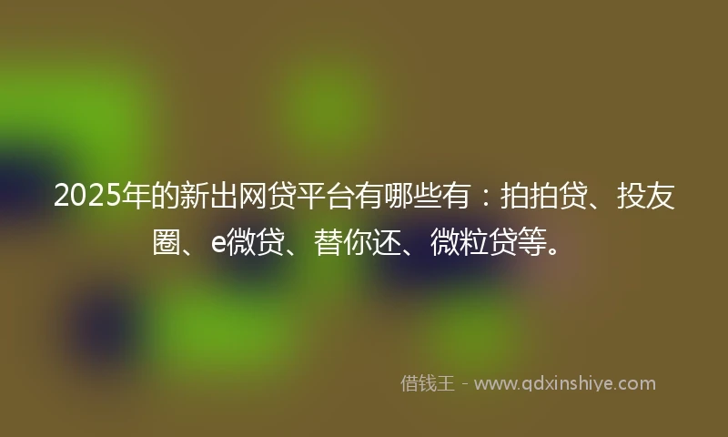 2025年的新出网贷平台有哪些有：拍拍贷、投友圈、e微贷、替你还、微粒贷等。