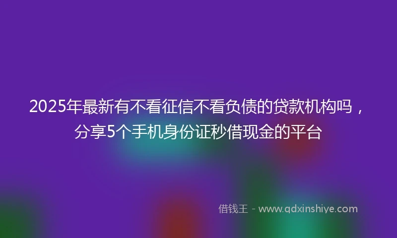 2025年最新有不看征信不看负债的贷款机构吗，分享5个手机身份证秒借现金的平台