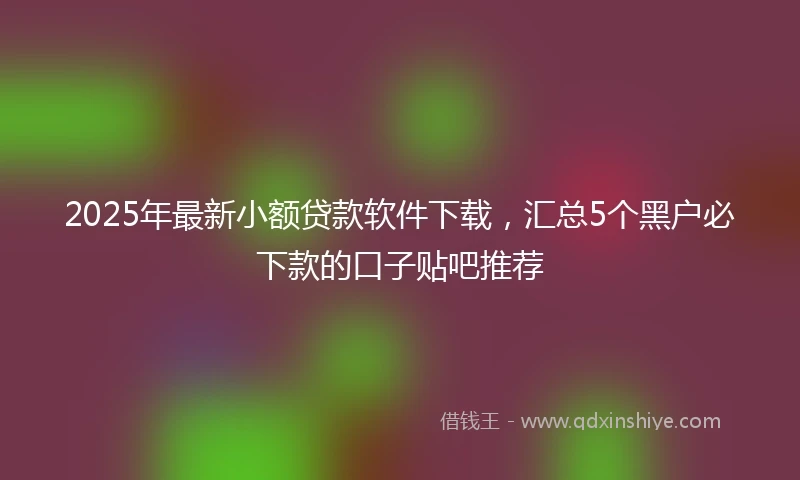 2025年最新小额贷款软件下载，汇总5个黑户必下款的口子贴吧推荐