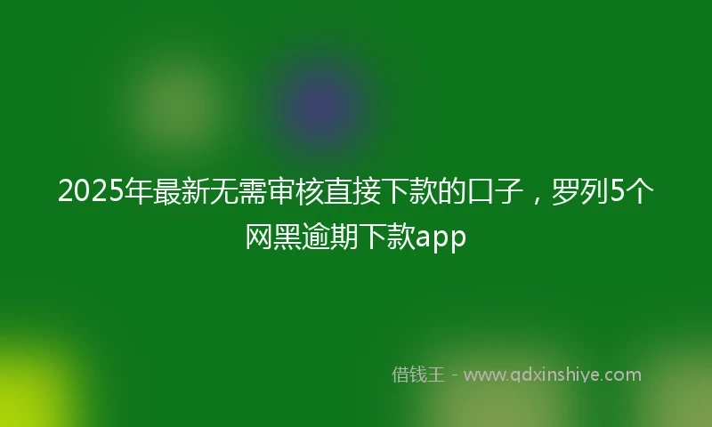 2025年最新无需审核直接下款的口子，罗列5个网黑逾期下款app
