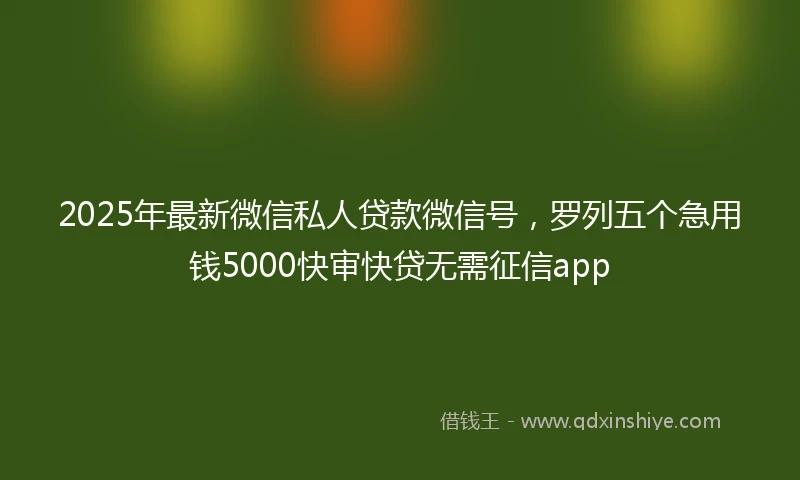 2025年最新微信私人贷款微信号，罗列五个急用钱5000快审快贷无需征信app
