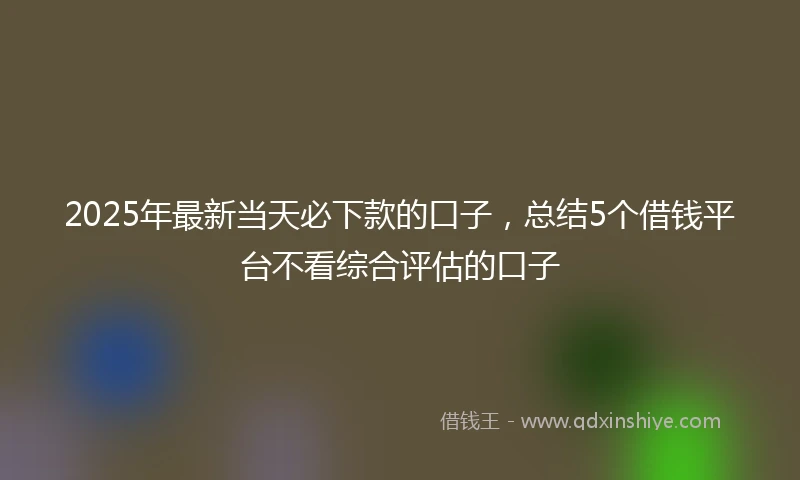 2025年最新当天必下款的口子，总结5个借钱平台不看综合评估的口子