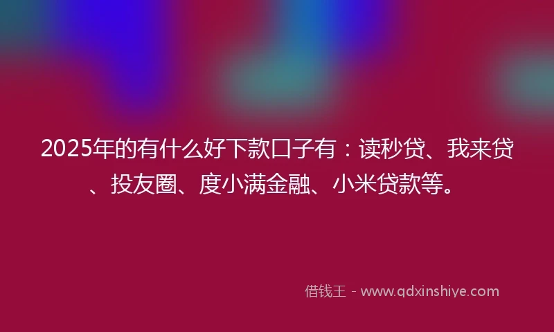 2025年的有什么好下款口子有：读秒贷、我来贷、投友圈、度小满金融、小米贷款等。