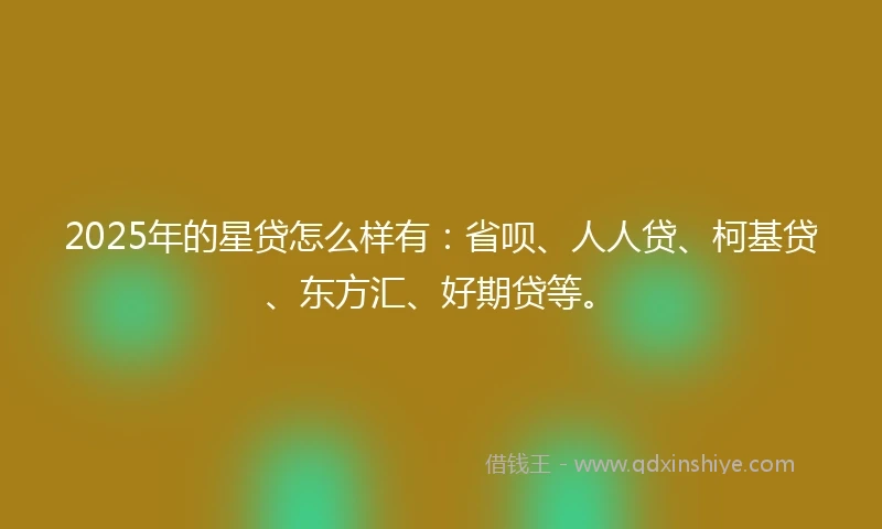 2025年的星贷怎么样有：省呗、人人贷、柯基贷、东方汇、好期贷等。
