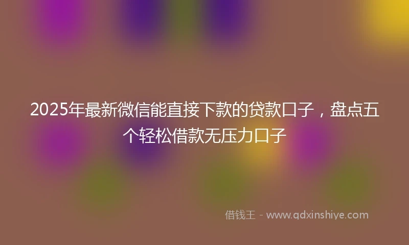 2025年最新微信能直接下款的贷款口子，盘点五个轻松借款无压力口子