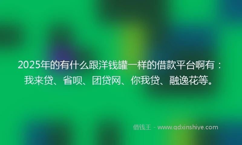 2025年的有什么跟洋钱罐一样的借款平台啊有：我来贷、省呗、团贷网、你我贷、融逸花等。
