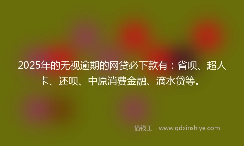 2025年的无视逾期的网贷必下款有：省呗、超人卡、还呗、中原消费金融、滴水贷等。