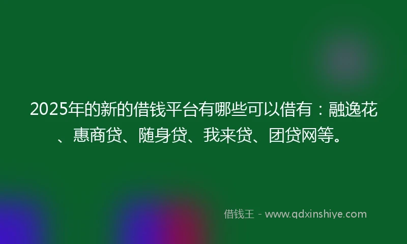 2025年的新的借钱平台有哪些可以借有：融逸花、惠商贷、随身贷、我来贷、团贷网等。