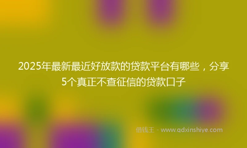 2025年最新最近好放款的贷款平台有哪些，分享5个真正不查征信的贷款口子