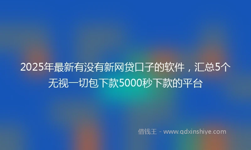 2025年最新有没有新网贷口子的软件，汇总5个无视一切包下款5000秒下款的平台