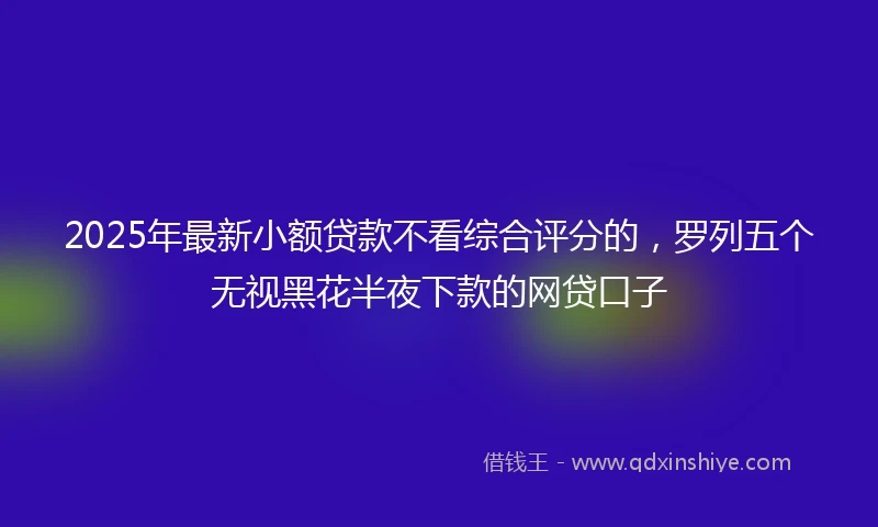 2025年最新小额贷款不看综合评分的，罗列五个无视黑花半夜下款的网贷口子