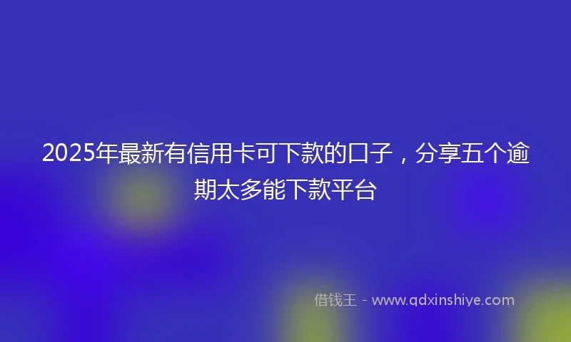 2025年最新有信用卡可下款的口子，分享五个逾期太多能下款平台