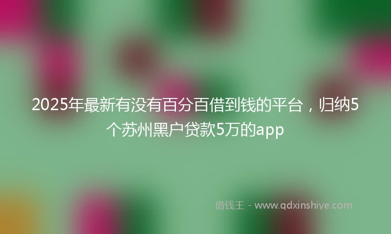 2025年最新有没有百分百借到钱的平台，归纳5个苏州黑户贷款5万的app
