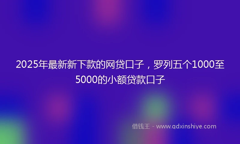 2025年最新新下款的网贷口子，罗列五个1000至5000的小额贷款口子
