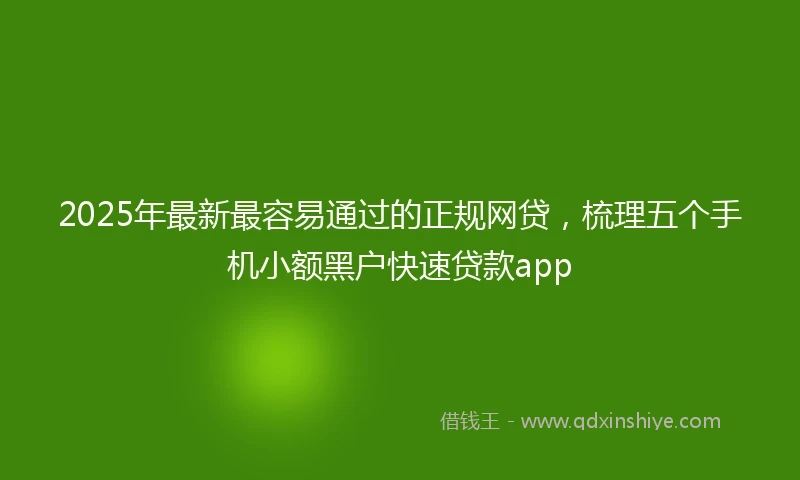 2025年最新最容易通过的正规网贷，梳理五个手机小额黑户快速贷款app