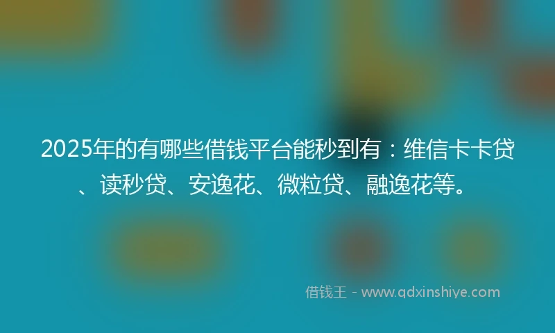 2025年的有哪些借钱平台能秒到有：维信卡卡贷、读秒贷、安逸花、微粒贷、融逸花等。
