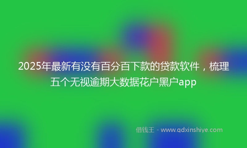 2025年最新有没有百分百下款的贷款软件，梳理五个无视逾期大数据花户黑户app