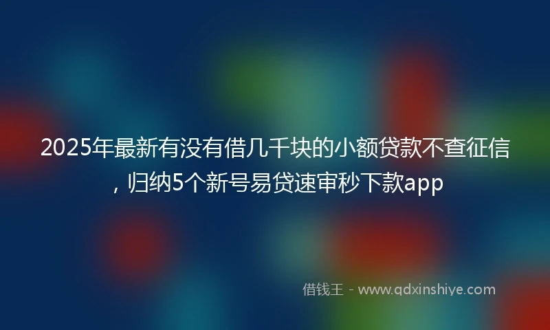 2025年最新有没有借几千块的小额贷款不查征信，归纳5个新号易贷速审秒下款app