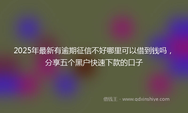 2025年最新有逾期征信不好哪里可以借到钱吗，分享五个黑户快速下款的口子