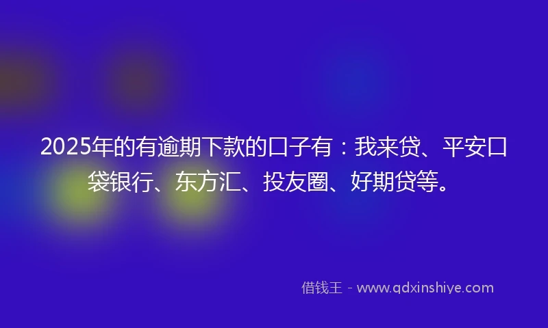 2025年的有逾期下款的口子有：我来贷、平安口袋银行、东方汇、投友圈、好期贷等。