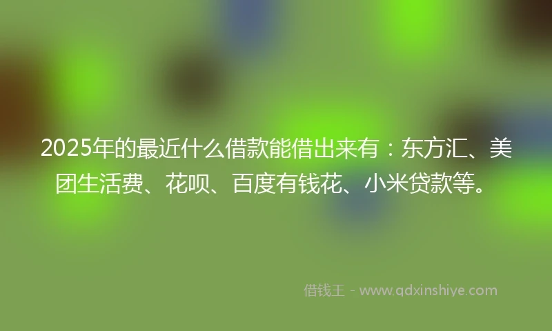 2025年的最近什么借款能借出来有：东方汇、美团生活费、花呗、百度有钱花、小米贷款等。
