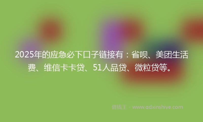 2025年的应急必下口子链接有：省呗、美团生活费、维信卡卡贷、51人品贷、微粒贷等。