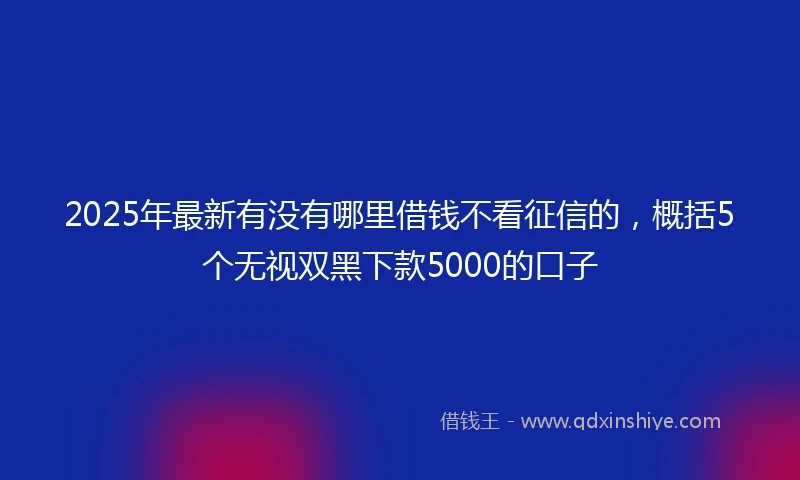 2025年最新有没有哪里借钱不看征信的，概括5个无视双黑下款5000的口子