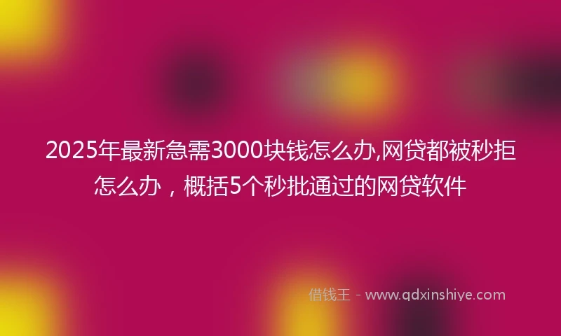 2025年最新急需3000块钱怎么办,网贷都被秒拒怎么办，概括5个秒批通过的网贷软件
