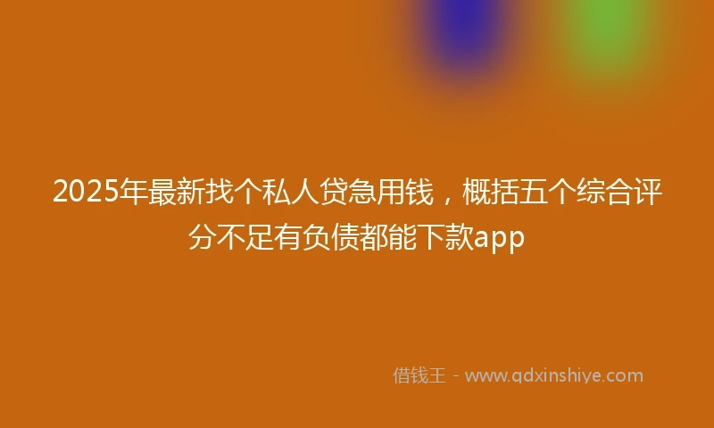 2025年最新找个私人贷急用钱，概括五个综合评分不足有负债都能下款app