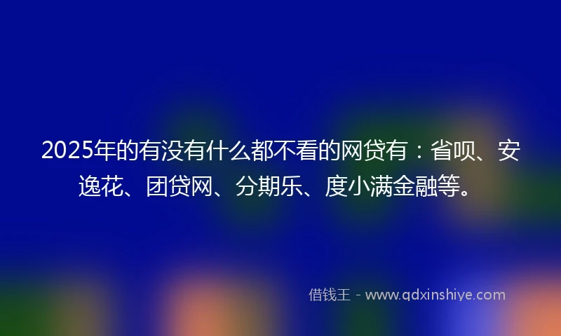 2025年的有没有什么都不看的网贷有：省呗、安逸花、团贷网、分期乐、度小满金融等。