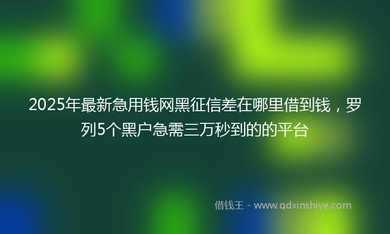 2025年最新急用钱网黑征信差在哪里借到钱，罗列5个黑户急需三万秒到的的平台