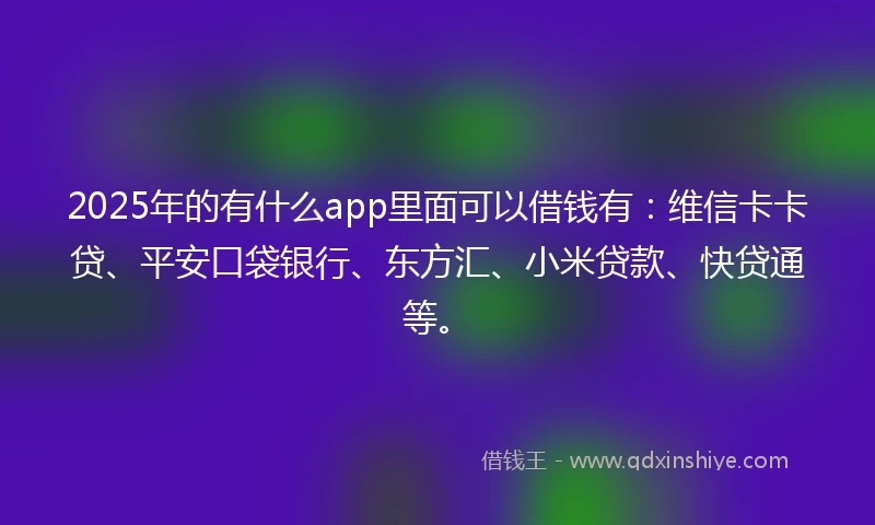2025年的有什么app里面可以借钱有：维信卡卡贷、平安口袋银行、东方汇、小米贷款、快贷通等。
