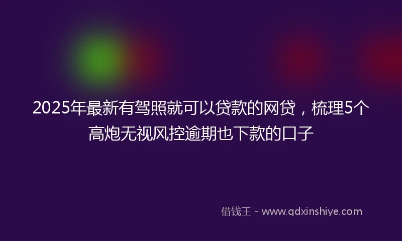 2025年最新有驾照就可以贷款的网贷，梳理5个高炮无视风控逾期也下款的口子