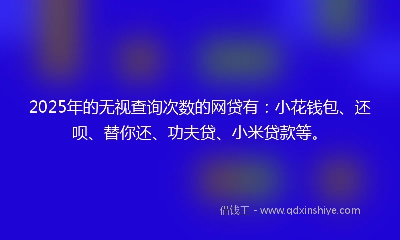 2025年的无视查询次数的网贷有：小花钱包、还呗、替你还、功夫贷、小米贷款等。