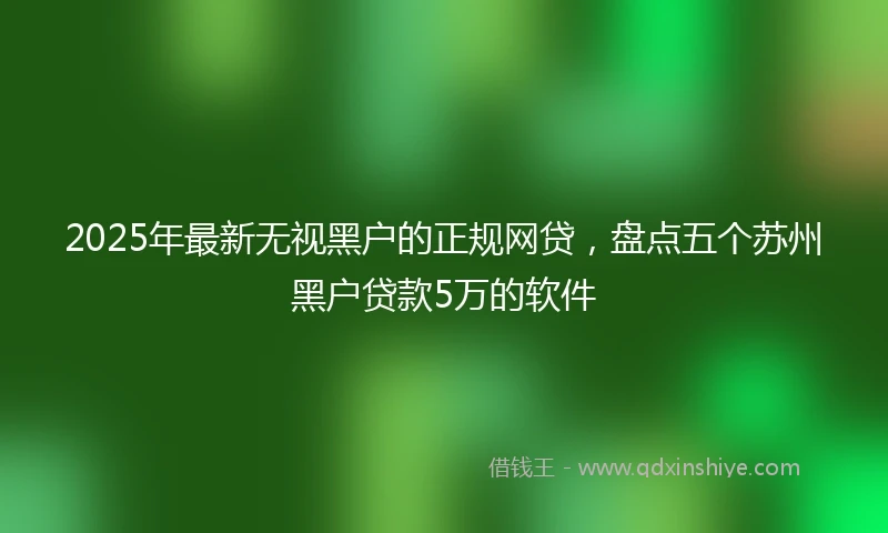 2025年最新无视黑户的正规网贷，盘点五个苏州黑户贷款5万的软件